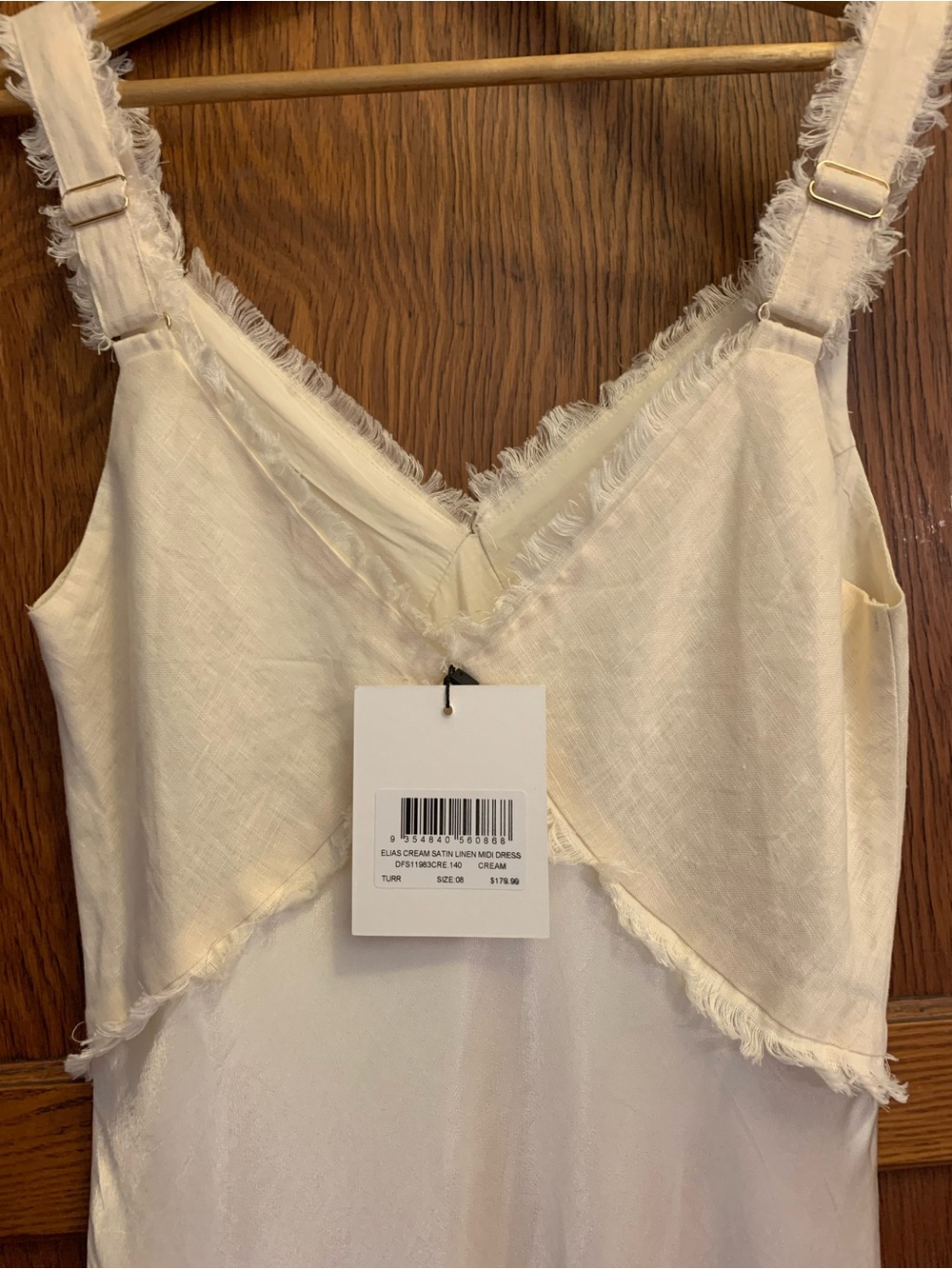 NEW! DISSH Elias Cream Satin Linen Midi Dress Size 4